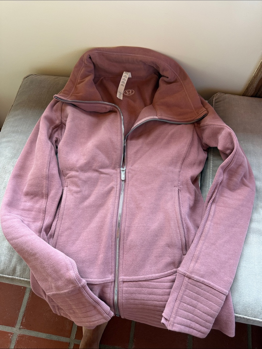 lululemon dusty rose zip-up hoodie
